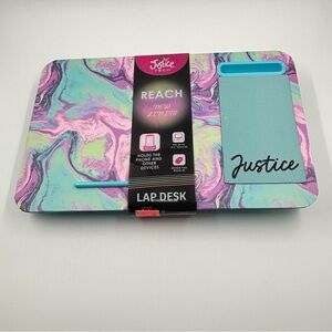 Justice Reach Lap Desk - Teal & Purple Marble with Tablet Slot New